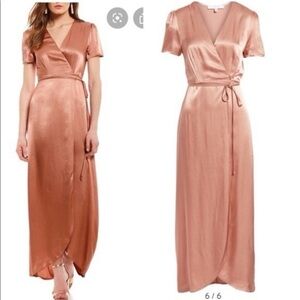 WAYF silky wrap dress mauve pink medium